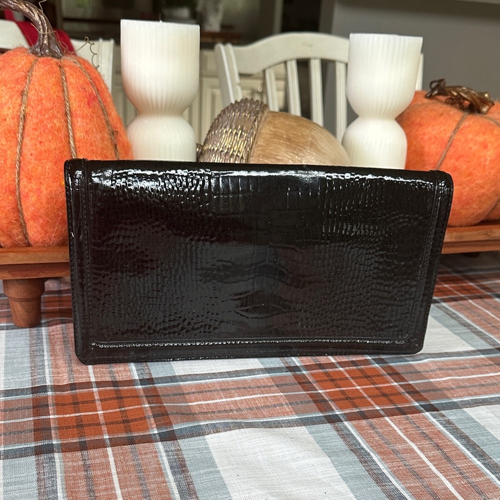 Banana Republic Black Crocodile Embossed Clutch